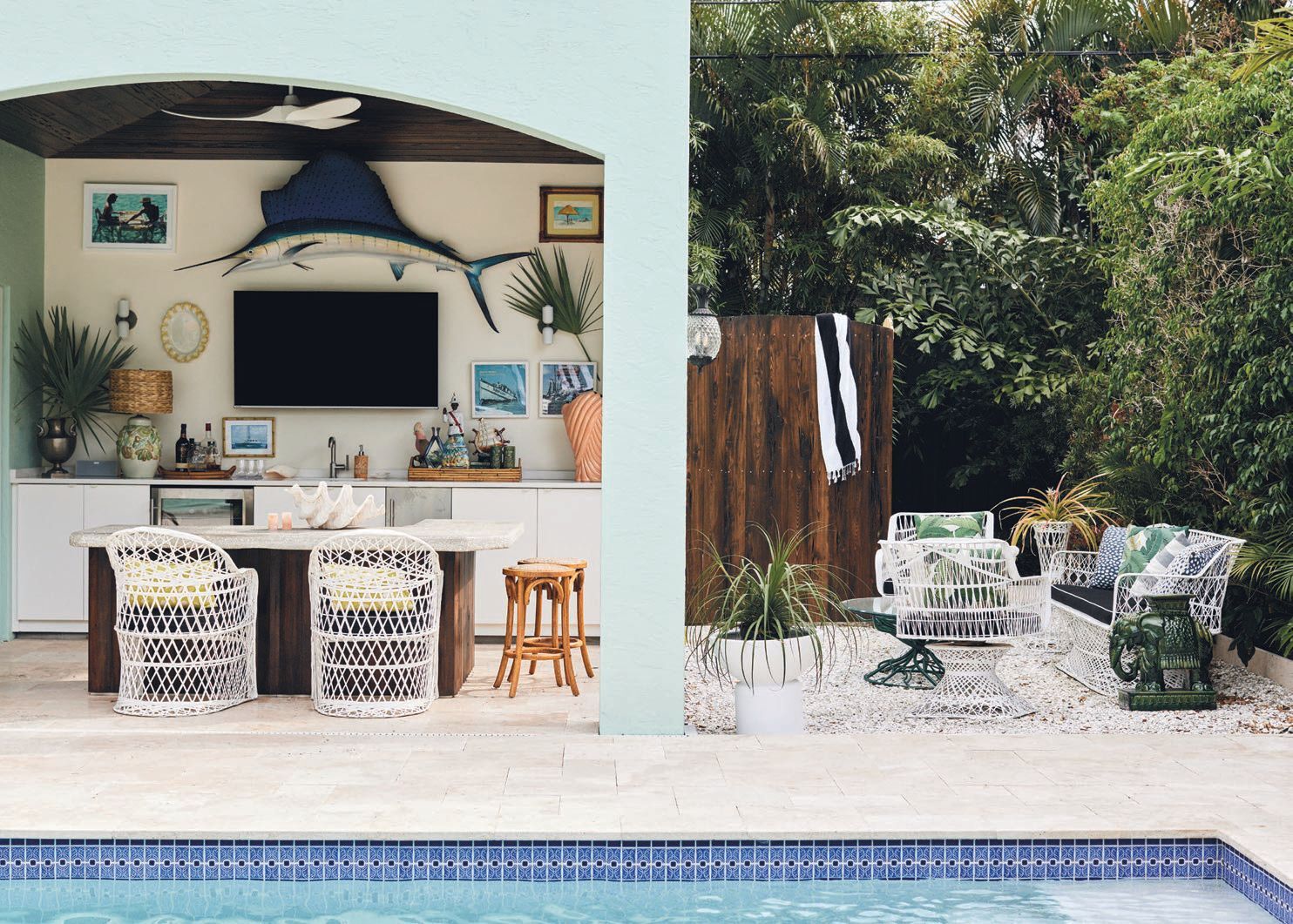Korinne Belock’s outdoor oasis at her home in West Palm Beach PHOTOGRAPHED BY WING HO & CAPEHART