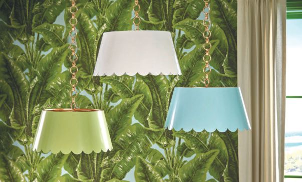 Mirasol pendant lamps in green, white and sky blue PHOTO COURTESY OF MEG BRAFF X WILDWOOD