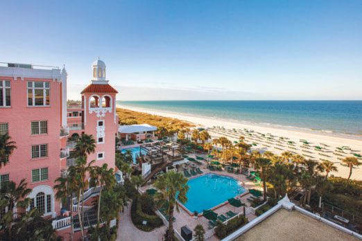 Th e Don CeSar sits on a wide stretch of beach on the Gulf of Mexico. PHOTO COURTESY OF THE DON CESAR