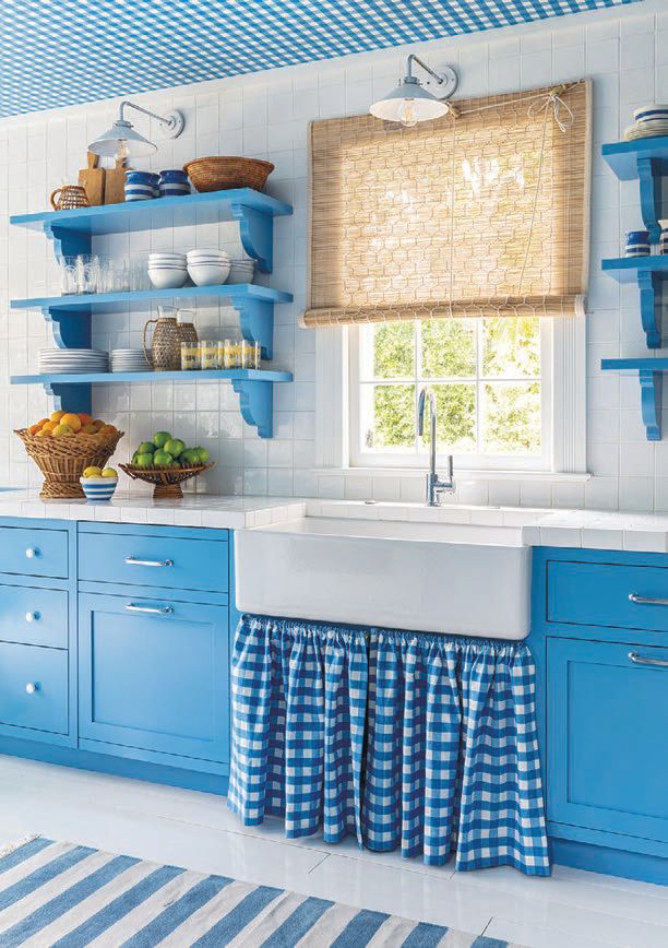 The retro-inspired kitchen in robin’s-egg blue PHOTO BY SARGENT